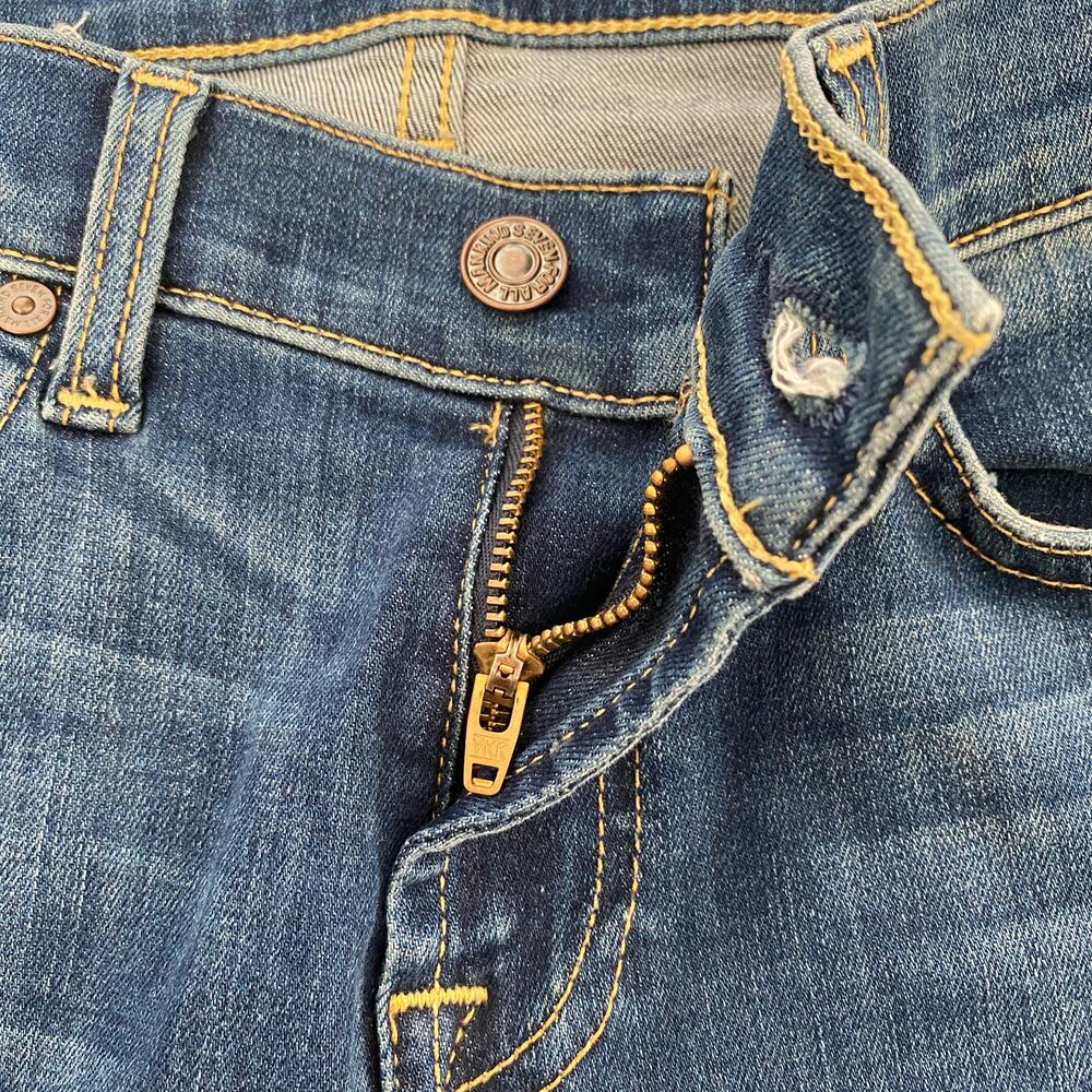 7 For All Mankind Gwenevere Jeans Blue Medium Wash Distressed Skinny Womens 26 - Picture 7 of 11